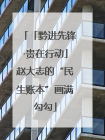 「黔进先锋·贵在行动」赵大志的“民生账本”画满勾勾