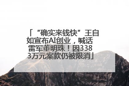 “确实来钱快”王自如宣布AI创业，喊话雷军董明珠！因3383万元案款仍被限消
