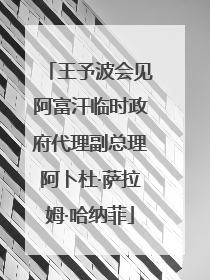 王予波会见阿富汗临时政府代理副总理阿卜杜·萨拉姆·哈纳菲