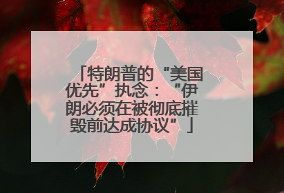 特朗普的“美国优先”执念：“伊朗必须在被彻底摧毁前达成协议”