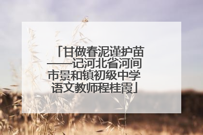 甘做春泥谨护苗——记河北省河间市景和镇初级中学语文教师程桂霞