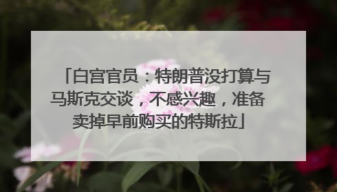 白宫官员：特朗普没打算与马斯克交谈，不感兴趣，准备卖掉早前购买的特斯拉