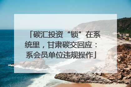 碳汇投资“锁”在系统里，甘肃碳交回应：系会员单位违规操作