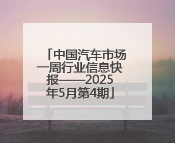 中国汽车市场一周行业信息快报——2025年5月第4期