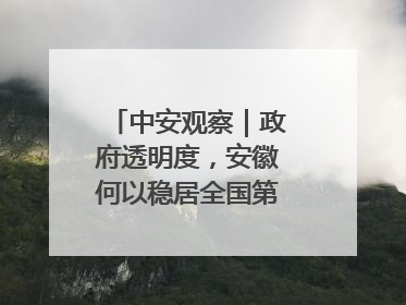 中安观察｜政府透明度，安徽何以稳居全国第一方阵？