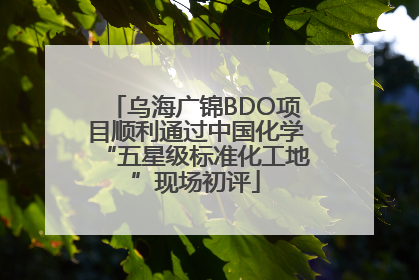 乌海广锦BDO项目顺利通过中国化学“五星级标准化工地”现场初评