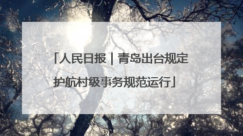人民日报｜青岛出台规定护航村级事务规范运行