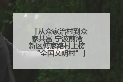 从众家治村到众家共富 宁波前湾新区傅家路村上榜“全国文明村”