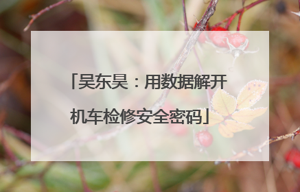 吴东昊：用数据解开机车检修安全密码