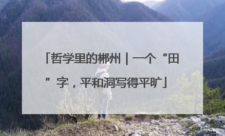 哲学里的郴州｜一个“田”字，平和洞写得平旷