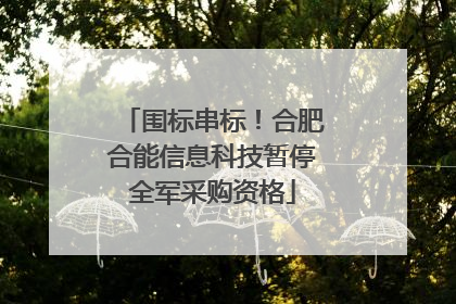 围标串标！合肥合能信息科技暂停全军采购资格