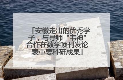 安徽走出的优秀学子，与导师“韦神”合作在数学顶刊发论表重要科研成果