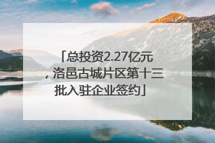 总投资2.27亿元，洛邑古城片区第十三批入驻企业签约