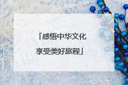 感悟中华文化 享受美好旅程