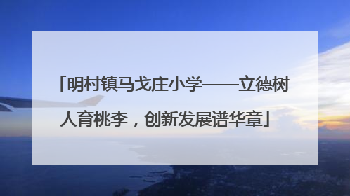 明村镇马戈庄小学——立德树人育桃李，创新发展谱华章