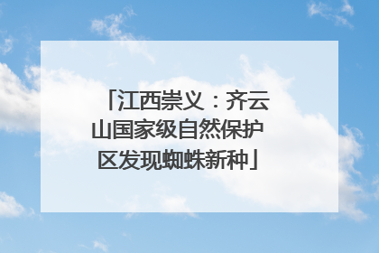 江西崇义：齐云山国家级自然保护区发现蜘蛛新种