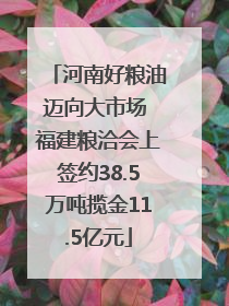 河南好粮油迈向大市场 福建粮洽会上签约38.5万吨揽金11.5亿元
