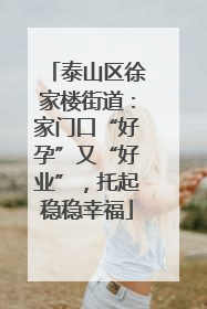 泰山区徐家楼街道：家门口“好孕”又“好业”，托起稳稳幸福