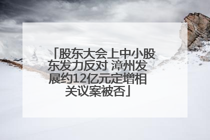 股东大会上中小股东发力反对 漳州发展约12亿元定增相关议案被否