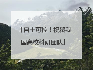 自主可控！祝贺我国高校科研团队
