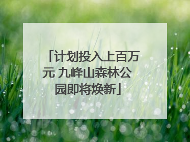 计划投入上百万元 九峰山森林公园即将焕新
