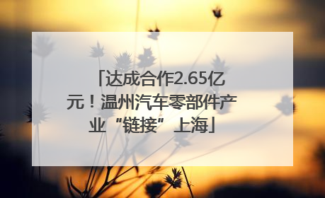 达成合作2.65亿元！温州汽车零部件产业“链接”上海