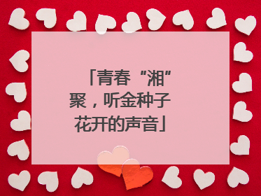 青春“湘”聚，听金种子花开的声音