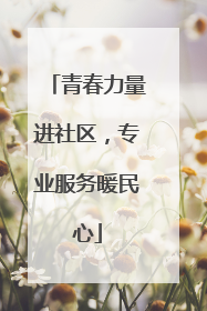 青春力量进社区，专业服务暖民心
