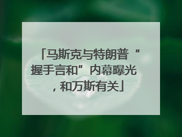 马斯克与特朗普“握手言和”内幕曝光，和万斯有关
