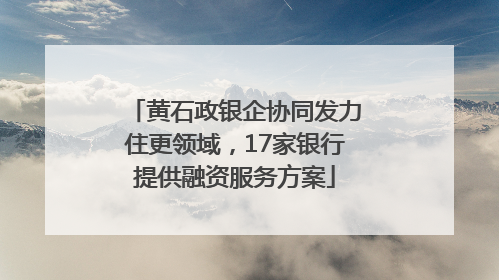 黄石政银企协同发力住更领域，17家银行提供融资服务方案